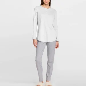 Pigiama Liu Jo donna caldo cotone DL0353 aperto davanti Latte-perla