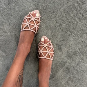 Ciabattina nude rete crystal