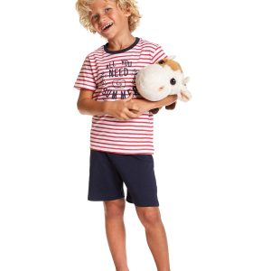 Pigiama maglietta a righe e bermuda di colore blu 815-P002AC – Losan bambino