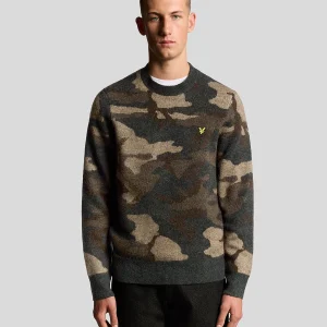 Brushed Camouflage Crew Neck Jumper
