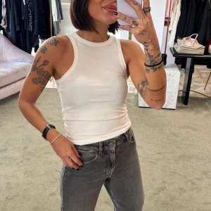 Canotta bianca a costine Me Fui