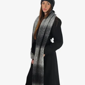 Set Donna Sciarpa Cuffia Grigio Sfumato Lana Inverno