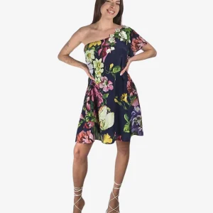 Abito Monospalla Fantasia Floreale Blu Cruise Collection