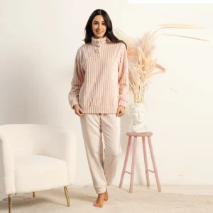 Pigiama Donna invernale in Coral Pile art Kissimo Biancaluna 25D 93006 rosa