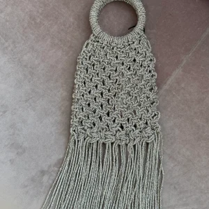 Borsa argento crystal con nodi e frange