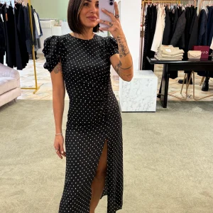 Abito kristel midi MAR DE MARGARITAS nero a pois