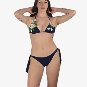 Bikini Triangolo Blu Fiori 3D Macramè Cruise Collection