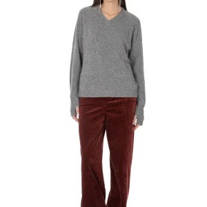 Léonie – Maglia Scollo V con Manicotto Grigio