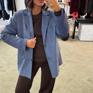 Blazer over celeste scamosciato ks