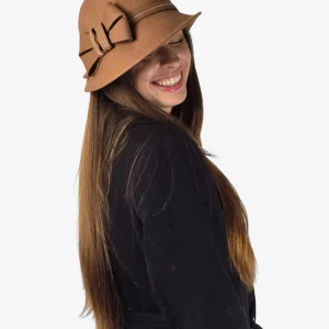 Cappello Donna Fiocco Nocciola Lana 100% Chic