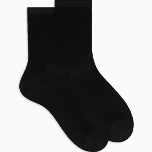 Calze corte viscosa nero tinta unita a coste