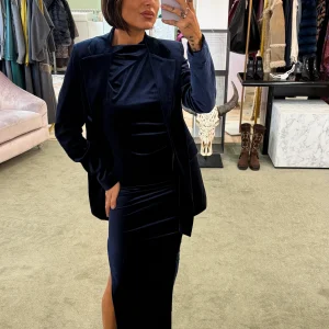 Blazer blu notte in velluto Don't@Me