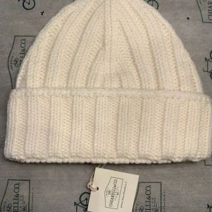 Berretto Chiarelli a coste larghe in puro cashmere bianco