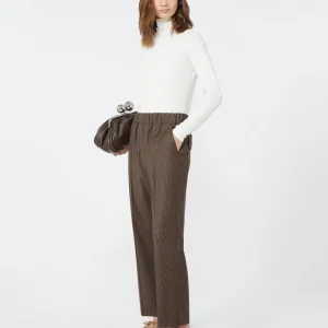 PANTALONE IN FLANELLA DI LANA - CIOCCOLATO