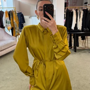 Camicia abito lime in satin over ks