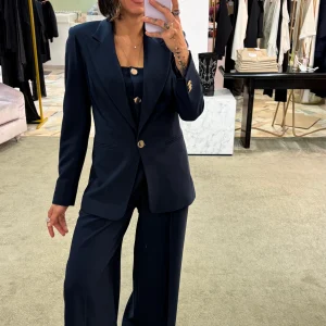 Blazer blu notte lungo regular un bottone oro fr pe26