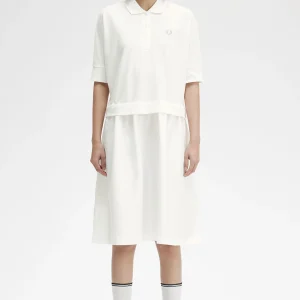 Vestito Gathered Polo Fred Perry Bianco da Donna