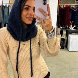 Balaclava blu navy a costine