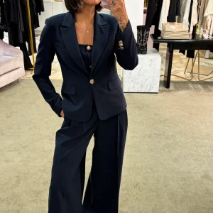 Blazer blu notte corto slim un bottone oro fr pe26