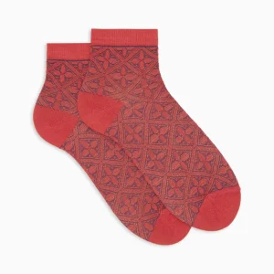 Calze cortissime donna cotone fantasia batik rosa