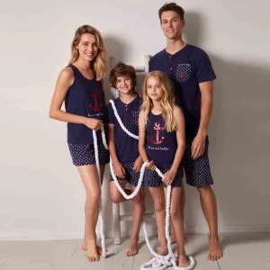 Pigiama Admas Navy Family Uomo Donna Bimbo Bimba 55186 - 55571