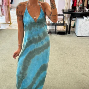 Abito lungo in garza azzurro tie-dye Don't@me
