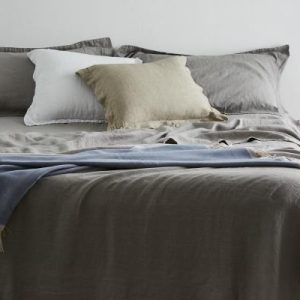 Bianco perla Completo Lenzuola in Lino Stone Wash Hamilton