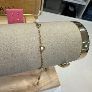 Bracciale cuori piccoli oro maglia fine