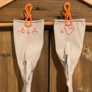 CALZINI GAMBALE 13CM * – BLA / + ♥ (Zenzero ricamo arancione taglia 36/38)