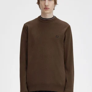 Maglione Girocollo Classico Fred Perry Marrone da Uomo