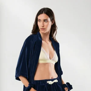 Kimono Corto in Velluto di Seta Blu