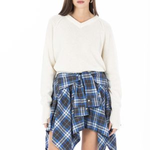 Léonie – Maglia Scollo V con Manicotto Burro