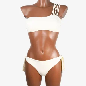 Bikini Monospalla Donna Marette Panna Stringhe