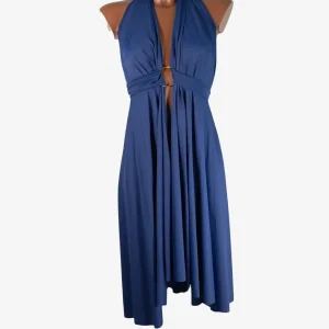 Abito Midi Donna Marette Blu Mare Taglia Unica