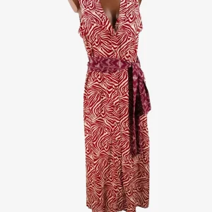 Abito Midi Donna Bikini Mi.Ma Fantasia Bordò Viscosa