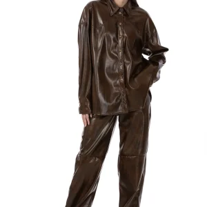 Urban Muse – Pantalone Effetto Pelle Vintage Brown