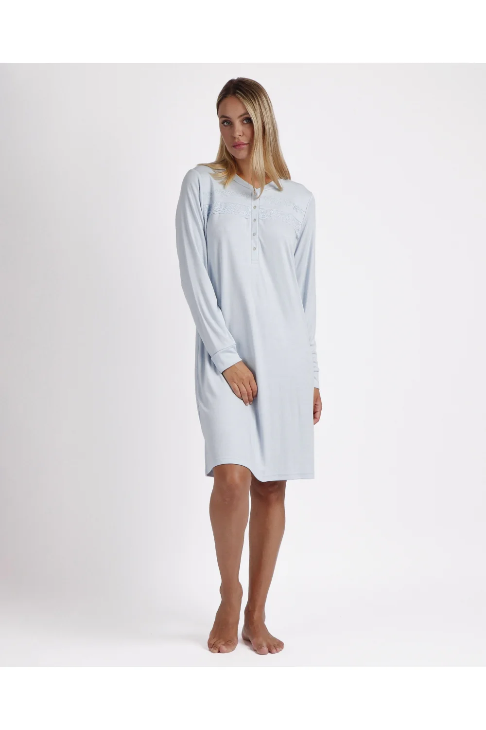 Camicia da notte Donna in caldo cotone Admas 61199 azzurro - immagine 2