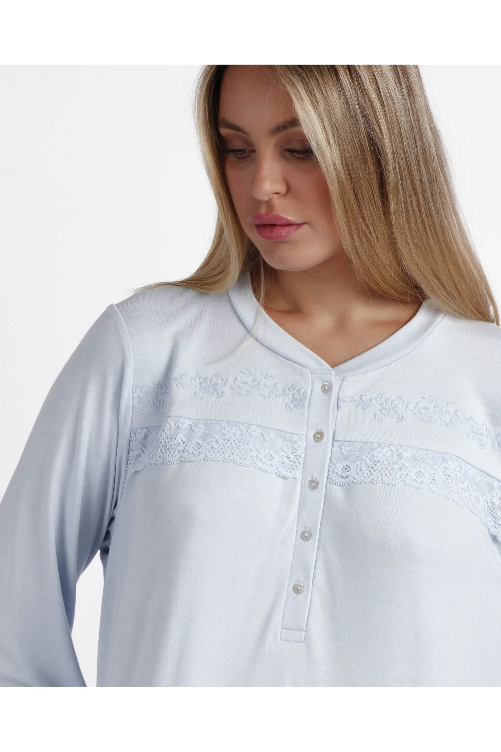 Camicia da notte Donna in caldo cotone Admas 61199 azzurro - immagine 3