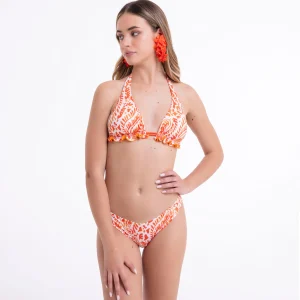 Bikini Triangolo Lungo + Slip Brasiliano a V Leaves - Il Gabbiano