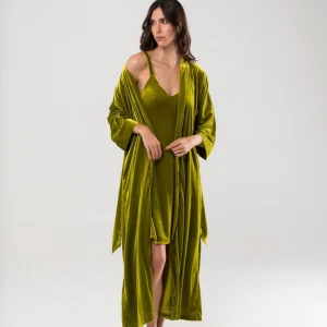Camicia da Notte in Velluto di Seta Verde