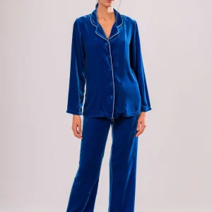 Giacca in Velluto di Seta Blu
