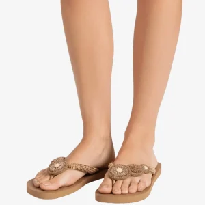 Infradito Beige Oro Donna