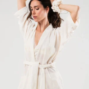 Kimono Corto in Velluto di Seta Bianco