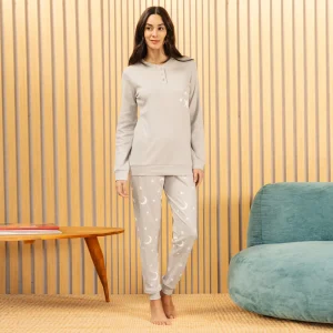 Pigiama Donna in Caldo Cotone art Kissimo Biancaluna 25D90019 Grigio