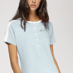 Liu Jo Pigiama da notte donna art. DL0102 in viscosa Manica corta  Perla / Azzurro