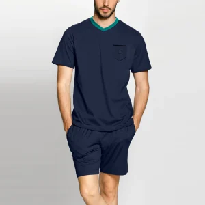 Pigiama Uomo estivo Liu jo in cotone DL512 BLU VERDE