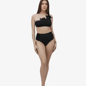 Bikini Monospalla Donna Raffaela D'Angelo Nero Organza Pizzo