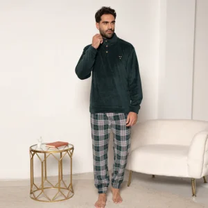 Pigiama Uomo invernale Pile Kissimo 03010 verde