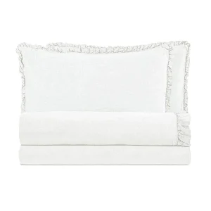 Bianco perla Completo Lenzuola in Cotone e Lino StoneWash con Balza - River + colori