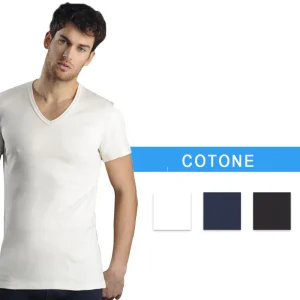 T-shirt maglia scollo a V Uomo in cotone Kissimo WM 112